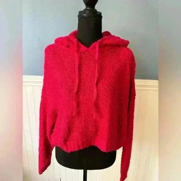 NWOT Anthropologie Pilcro Sailcloth Hooded Sweater~Small ~ Red Raspberry ❤️ - Picture 5 of 10